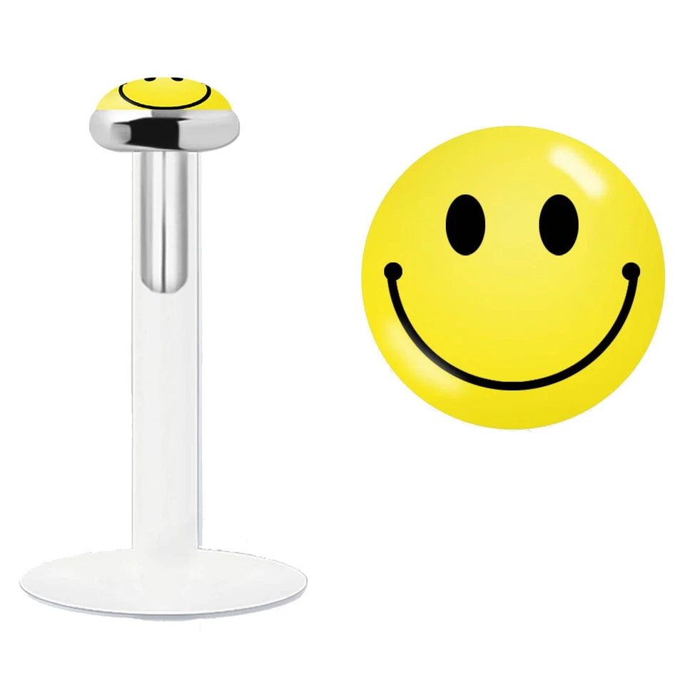 Lippenpiercing Bioflex PTFE Emoji Smilie Smily Logo für Helix Tragus Lippe - Bild 1 von 1
