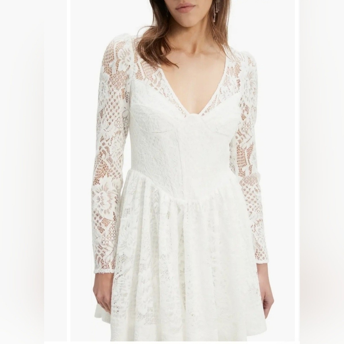 Bardot Ellie Corset Long Sleeve Lace Minidress Size XL