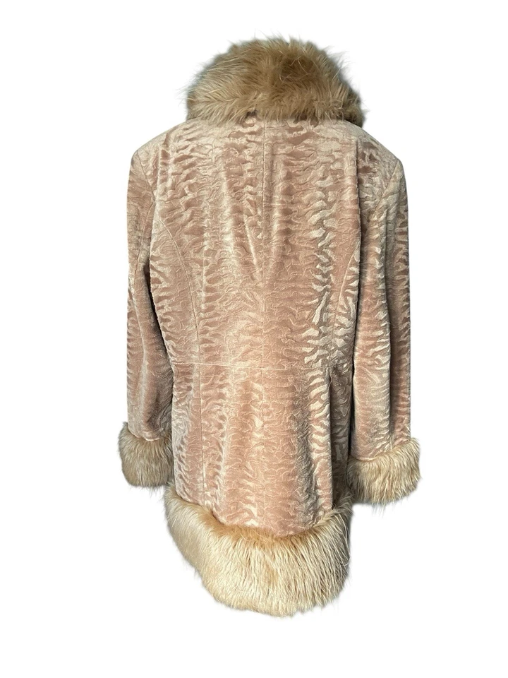 Abrigo de Colección Y2K Penny Lane Imitación Piel Talla XL Bronceado Peludo Boho Años 70 Mob Wife Foto 3 de 4