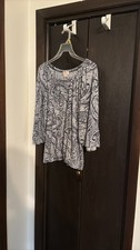 Blusa Campesina MICHAEL Michael Kors Azul Cachemira Talla Grande 1X