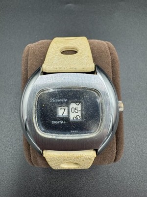 Rare Vintage Lucerne Digital Jumping Hour Swiss Mechanical Watch 1970s Not Workn