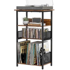 Record Player Stand with Storage Up to 100 Albums and 40 CDs, 4 Tier Vinyl Re...
