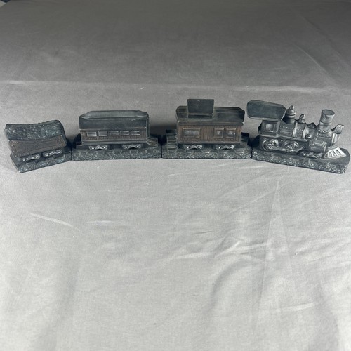 Vintage 1990 VIP Ceramic Mold Train Set Rustic Black Folk Art