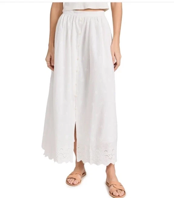 Elie Tahari Sky White Linen Blend Eyelet Skirt. Size 10. MSRP $345