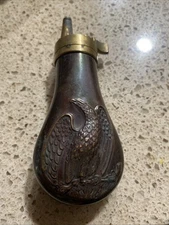 Vintage Italian Replica US Civil War Double-Sided Eagle Black Powder Flask
