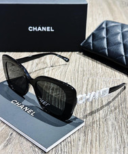 CHANEL CH5422B Women's Sunglasses, Black / White with Strass Full Packaging 