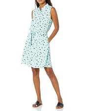 Amazon Essentials Women's Sleeveless Relaxed-Fit Woven (XS) Aqua Blue Poppy