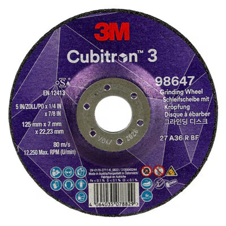 3M Cubitron 3 Schruppscheibe 98647, 36+, T27, 125 mm x 7 mm x 22 mm