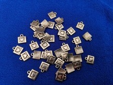 100 pcs Antiqued Silver Metal heart in square charms For Jewelry Making