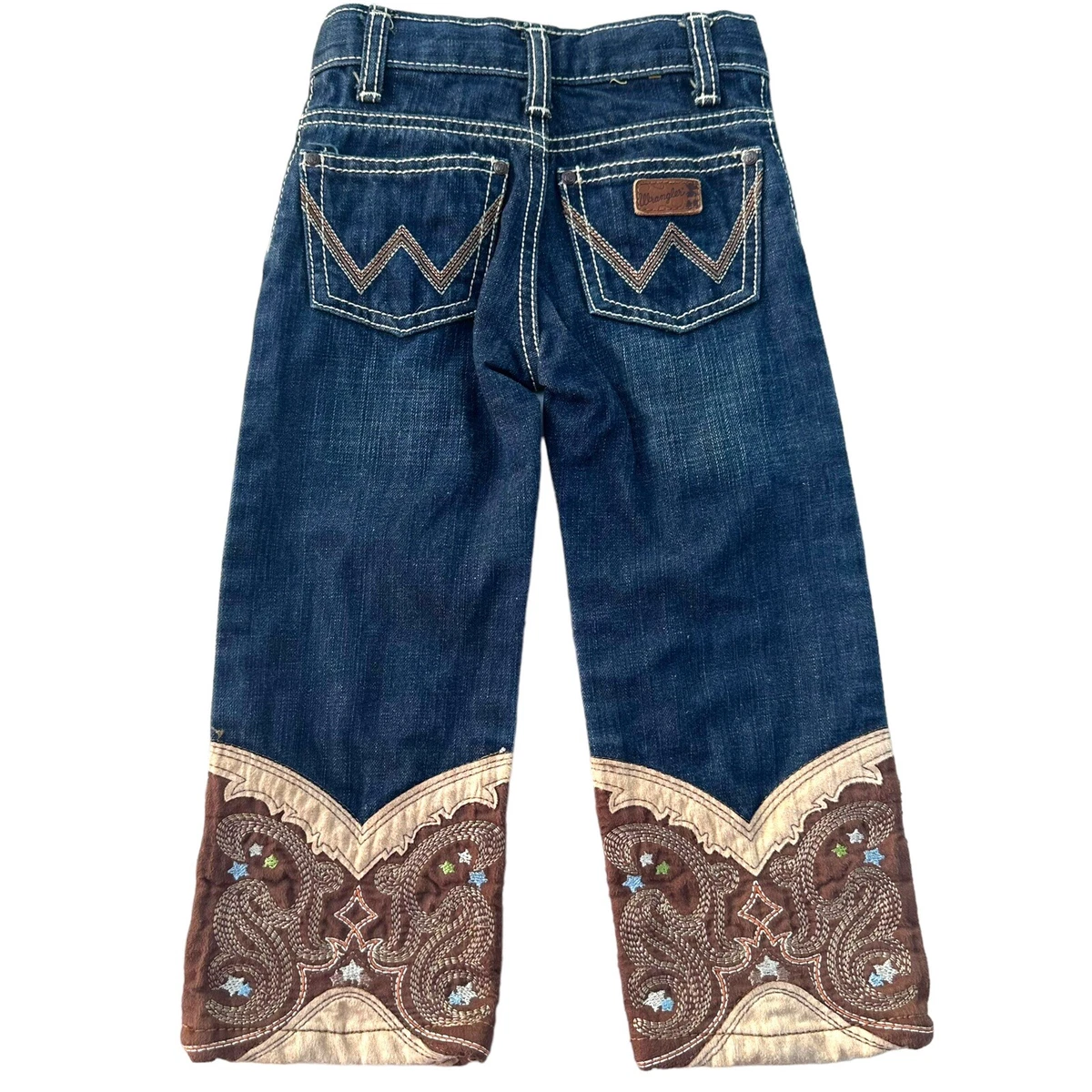 Wrangler 3T Toddler Embroidered Western Jeans Brown Paisly Leg