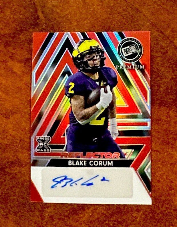Blake Corum Los Angeles Rams 2024 Press Pass Michigan NFL AUTO /10 Silver Holo 