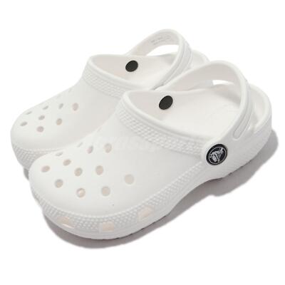 Crocs Classic Clog K White Black Kids Preschool Slip On Casual
