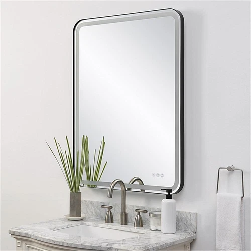 Uttermost Crofton Contemporary Metal Large Mirror in Satin Black/Silver - Picture 9 of 9