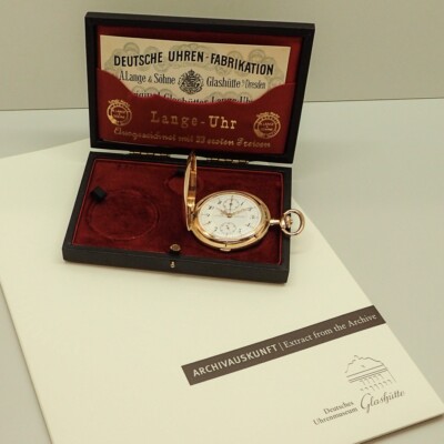 LANGE SÖHNE TASCHENUHR 1916 CHRONOGRAPH 54,5mm 112g GOLD ZERTIFIKAT 
