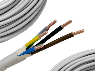 (4,60 /m)NYM-J 5x4mm² / 5G4 Feuchtraumkabel Mantelleitung 1-50m