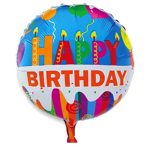 Folienballon 45Cm Rund Happy Birthday #2 Luftballon Geburtstag Party Dekoration-image