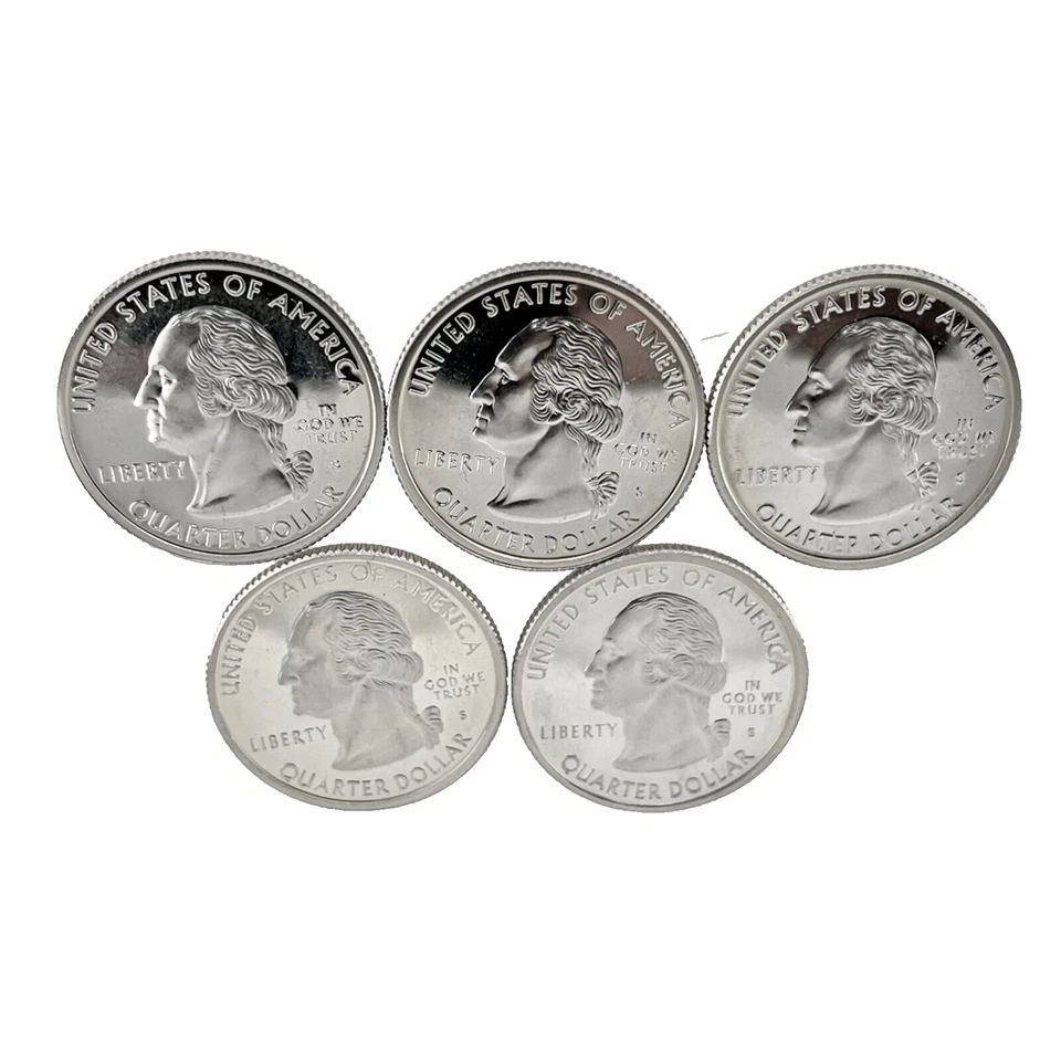 1999 S 5 Coin Year Set 50 States US Quarter 25c Gem Deep Cameo Proof 90% Silver - Image 3 of 4