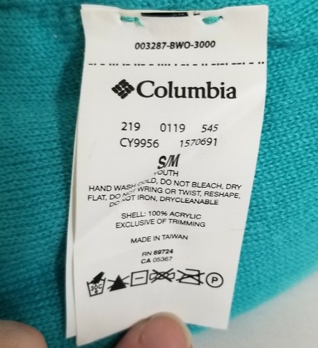 Columbia Sportswear Burgundy Teal Fair Isle/ Solid Reversible Winter Hat Sz S/M - Picture 6 of 6