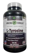 Amazing Formulas L-Tyrosine - Amino Acid Supplement - 500 mg - 180 ct Exp 02/26