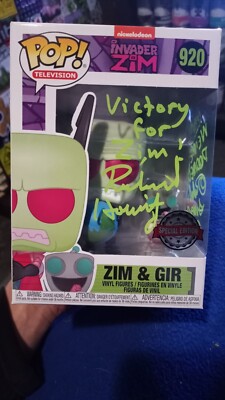 RICHARD HORVITZ & RICKY SIMONS SIGNED INVADER ZIM & GIR Funko Pop #920