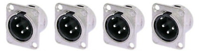 (4 Pack) Neutrik NC3MD-L-1 3 Pin Male XLR Panel Connector Nickel Silver Contact