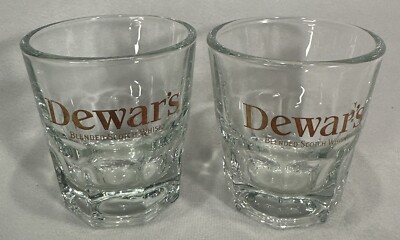 TWO Dewar's Blended Scotch Whisky Double Shot 4 oz Glass Libbey