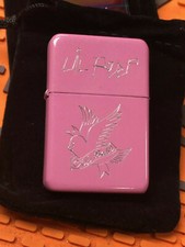 LIL PEEP LIGHTER pink pearl fin. *FREE ENGRAVING* rap music Cry Baby bird logo 