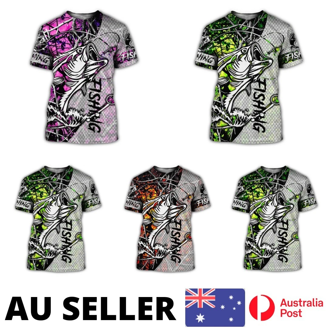 Fishing Shirt Summer Outdoor Camping Camo Streetwear 3D Printed - AU Stock