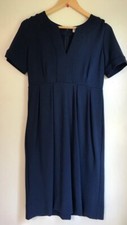 Calvin Klein Short Sleeve Dress Women's 6 Sheath Career Knit Navy Blue Pockets