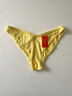 RI RESORT Bikini Bottom River Island Resort Swim Yellow Ribbed Euro Chic Beach