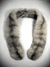 Vintage natural Mink grey Fur 36" Collar Fully lined-Coat Clips attachments-EXC