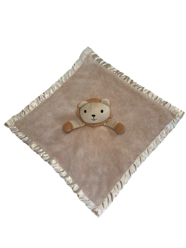 Профессиональное защитное одеяло Goleem Lion Lovey 16 дюймов с атласной отделкой детское плюшевое желтовато-коричневое бежевое - Изображение 3 из 4