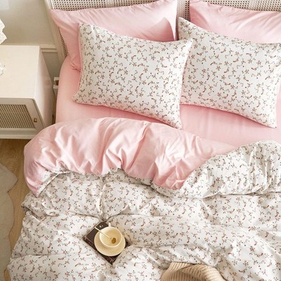 Wake In Cloud Floral Comforter Set, Cottagecore Aesthetic, Queen 3-Piece