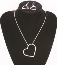 Heart Pendant Rhinestone Necklace Earring Set Fashion Costume Jewelry jxv7 New
