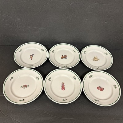 NIKKO JAPAN CHRISTMAS TOYS-PRESENTS BREAD APPETIZER PLATES 6-3/8  - Set of 6