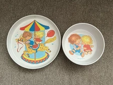VTG Melamine Plate & Bowl Set The First Years Baby 1975 KIDDIE PRODUCTS