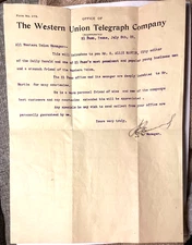 RARE EL PASO, TEXAS 1905- MANAGER SIGNED LETTER, DAILY HERALD PAPER EDITOR INTRO