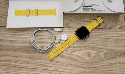 Apple Watch Ultra 49mm Titanium Case with Yellow Ocean Band GPS