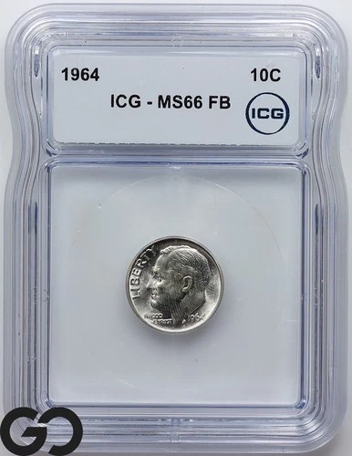 1964 Roosevelt Dime ICG MS 66 FB