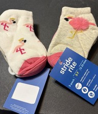 Girls Stride Rite 6pk Flamingo Pink Socks Size 3-7 Cotton Blend Comfort Toe Cute