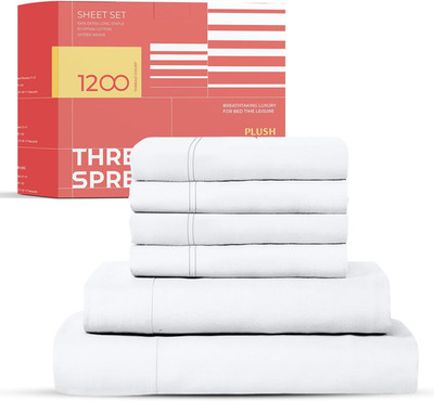 Luxury 1200 Thread Count White Queen Sheet Set with Extra Pillowcases
