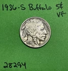 1936 S Buffalo 🦬 Indian Head Nickel 5c Vf Very Fine