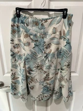 Jones Wear Women's Size 14 A-Line Skirt Blue Floral Lined Midi Back Zip VTG