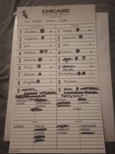 Game Used Chicago White Sox MLB Lineup Card vs  Chicago Cubs Cross Town Classic 