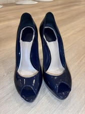 Christian Dior Miss Dior Navy Patent Leather Peep Toe Pump Heel
