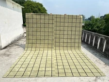 Hand-Tufted Wool Rug 9x12 Pistachio Black Modern Grid Area Carpet Living Room