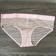 Victoria s Secret Large Pink Sheer Mess Stripe Hip Hugger Panties