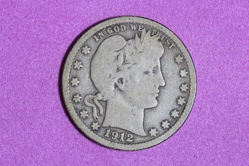Estate Find 1912 S Barber Quarter Dollar #K60115