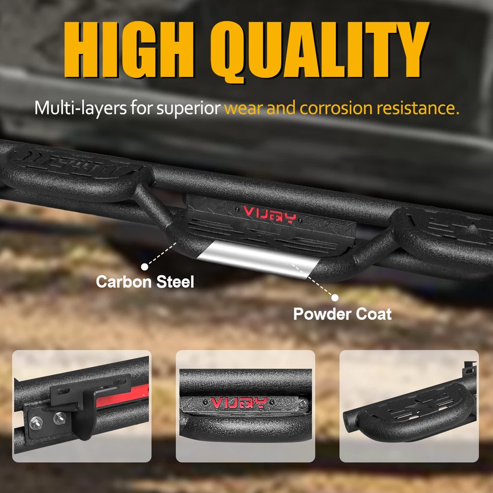 Side Steps For 2017-2025 Ford F250 F350 Super Duty Super Crew/Crew Cab 4 Doors Foto 4 de 4