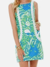 LILLY PULITZER size 6 Roar of the Jungle Limeade shift dress alpha delta pi lion